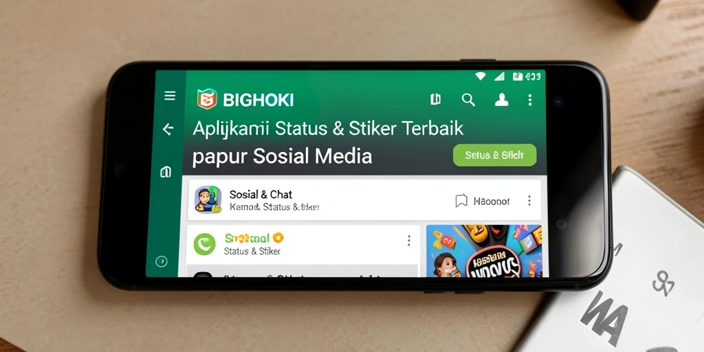 Tampilan antarmuka BIGHOKI dengan beragam stiker menarik.