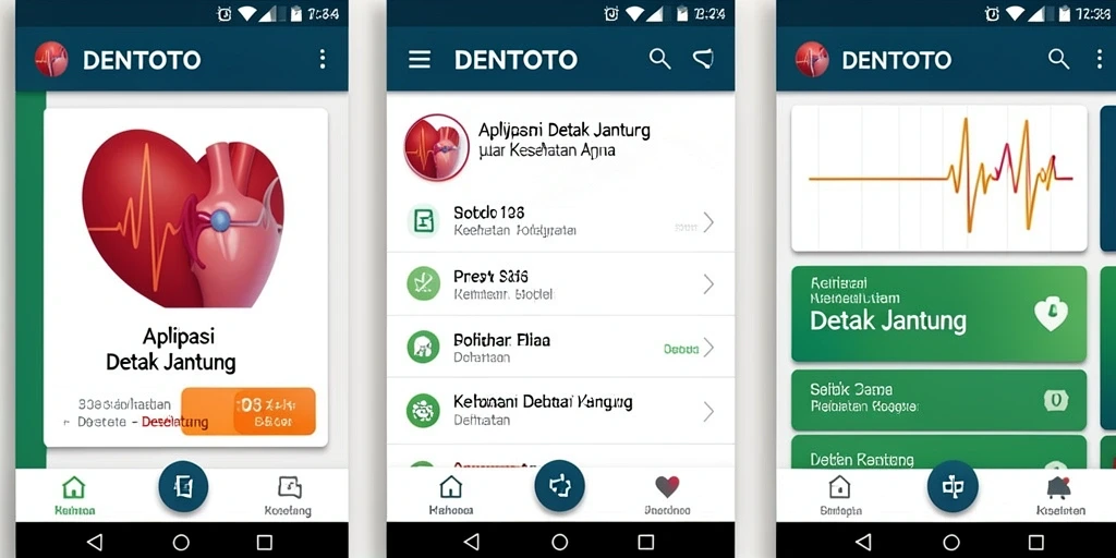 Tampilan antarmuka utama DENTOTO yang menampilkan fungsi Detak Jantung.