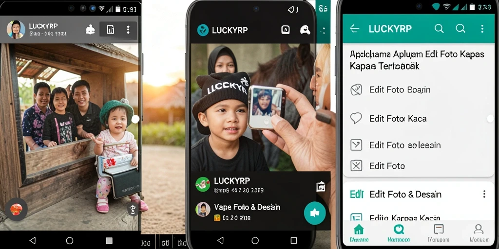 Tampilan antarmuka LUCKYRP untuk edit foto kertas kaca.