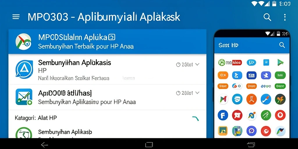 Antarmuka MPO303 untuk menyembunyikan aplikasi dengan tampilan yang bersih dan user-friendly.