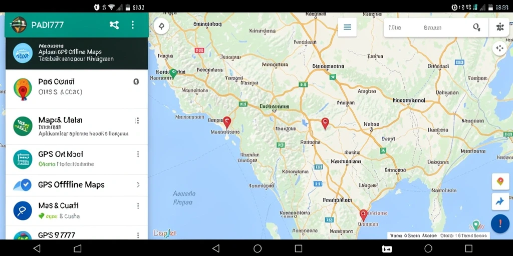 Screenshot antarmuka PADI777 menunjukkan fungsi navigasi yang intuitif dan peta detail.