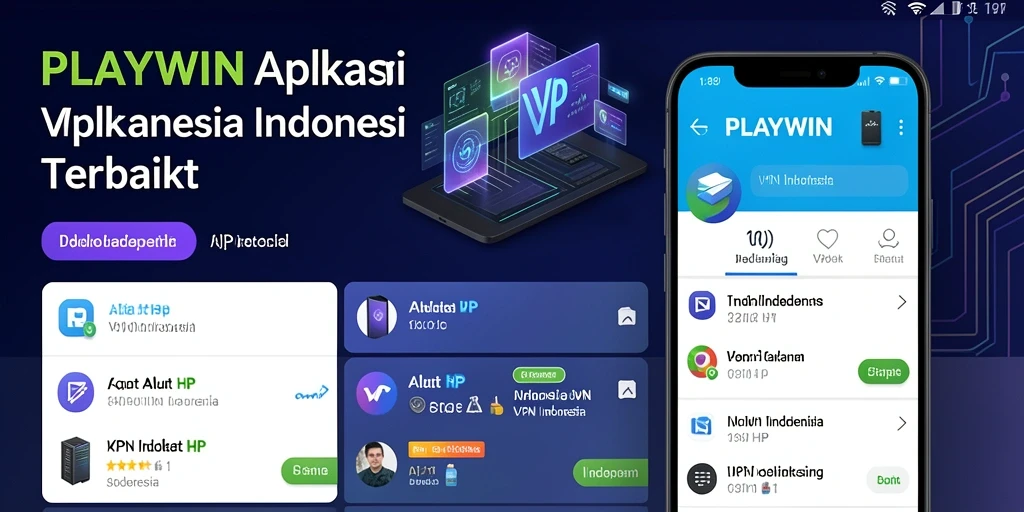 Tampilan antarmuka modern aplikasi PLAYWIN dengan fungsi VPN.